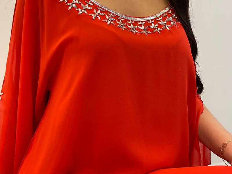2 Pc Chiffon Handmade Embroidery